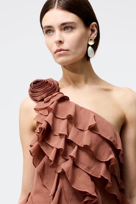 Oskar Georgette Ruffle Midi Mekko